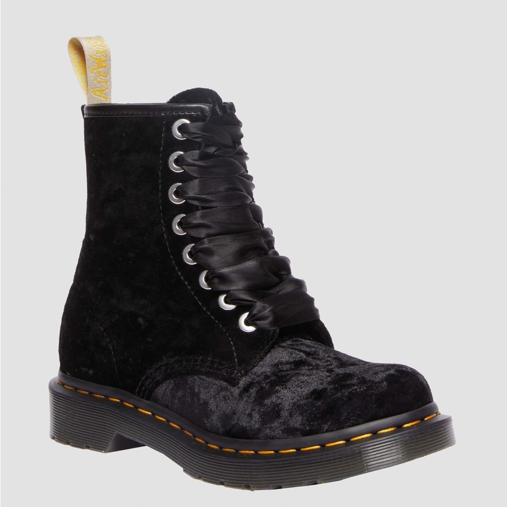 Vegan 1460 crushed velvet lace up doc martens